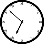 Round clock with Roman numerals showing time 6:52