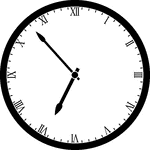 Round clock with Roman numerals showing time 6:53