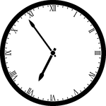 Round clock with Roman numerals showing time 6:54
