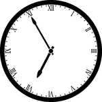 Round clock with Roman numerals showing time 6:55