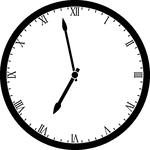 Round clock with Roman numerals showing time 6:58