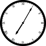 Round clock with Roman numerals showing time 7:05