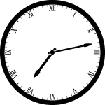 Round clock with Roman numerals showing time 7:13
