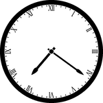 Round clock with Roman numerals showing time 7:21