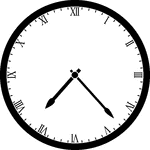 Round clock with Roman numerals showing time 7:23