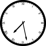 Round clock with Roman numerals showing time 7:28