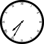 Round clock with Roman numerals showing time 7:35