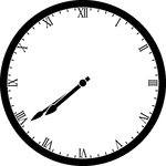 Round clock with Roman numerals showing time 7:39