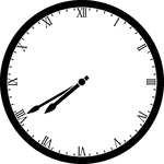 Round clock with Roman numerals showing time 7:40