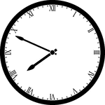 Round clock with Roman numerals showing time 7:49