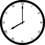 Round clock with Roman numerals showing time 8:00