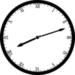Round clock with Roman numerals showing time 8:12