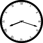 Round clock with Roman numerals showing time 8:18