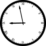 Round clock with Roman numerals showing time 8:58