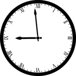 Round clock with Roman numerals showing time 8:59