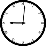 Round clock with Roman numerals showing time 9:01