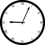 Round clock with Roman numerals showing time 9:04