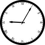 Round clock with Roman numerals showing time 9:05