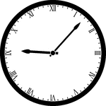 Round clock with Roman numerals showing time 9:07