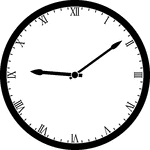 Round clock with Roman numerals showing time 9:09