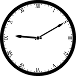 Round clock with Roman numerals showing time 9:10