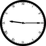 Round clock with Roman numerals showing time 9:15