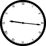 Round clock with Roman numerals showing time 9:16
