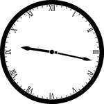 Round clock with Roman numerals showing time 9:17