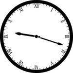 Round clock with Roman numerals showing time 9:18