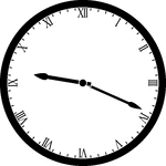 Round clock with Roman numerals showing time 9:19