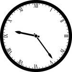 Round clock with Roman numerals showing time 9:24