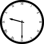 Round clock with Roman numerals showing time 9:30