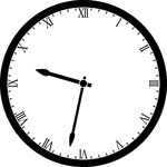 Round clock with Roman numerals showing time 9:32