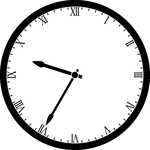 Round clock with Roman numerals showing time 9:35