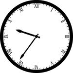 Round clock with Roman numerals showing time 9:36