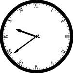 Round clock with Roman numerals showing time 9:39