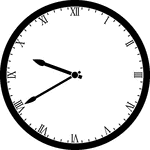 Round clock with Roman numerals showing time 9:40