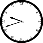 Round clock with Roman numerals showing time 9:42
