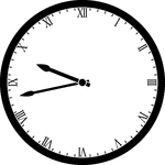 Round clock with Roman numerals showing time 9:43