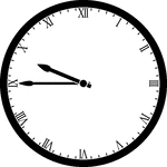 Round clock with Roman numerals showing time 9:45