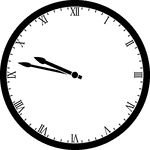 Round clock with Roman numerals showing time 9:47