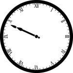 Round clock with Roman numerals showing time 9:49