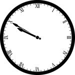 Round clock with Roman numerals showing time 9:50
