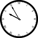 Round clock with Roman numerals showing time 9:55