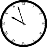 Round clock with Roman numerals showing time 9:57