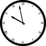 Round clock with Roman numerals showing time 9:58