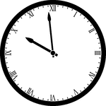 Round clock with Roman numerals showing time 9:59