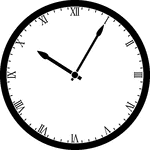 Round clock with Roman numerals showing time 10:05