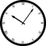 Round clock with Roman numerals showing time 10:06
