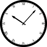 Round clock with Roman numerals showing time 10:07